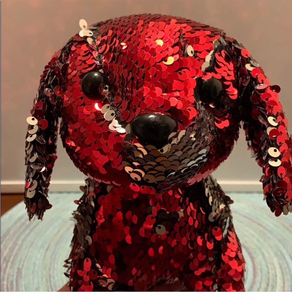 Two Red Sequin Dogs change to silver - NWT